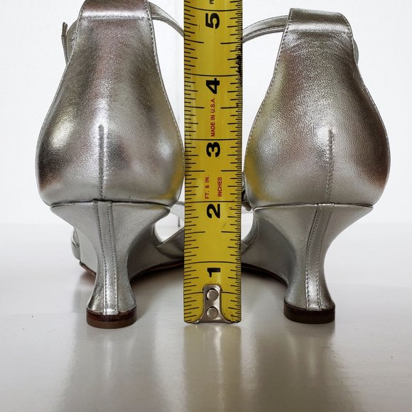 Manolo Blahnik Metallic Demi-Wedge Sandal, Silver - Picture 9 of 12